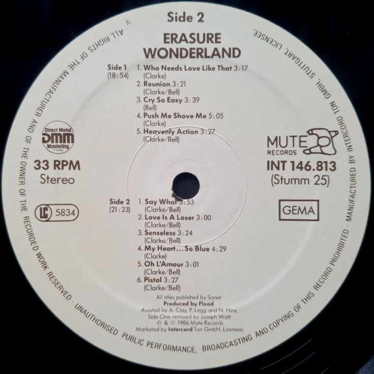 Erasure - Wonderland - 1986.  (LP). 12. Vinyl. Пластинка. Germany. - фото фото фото 4