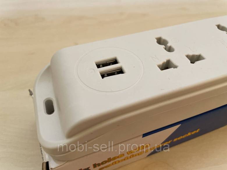 Колодка електрична 250V 10А + 2 USB 5V / 1A з вимикачем - фото фото фото 4