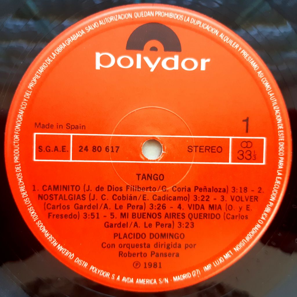 Classic. Placido Domingo - Tango - 1981.  (LP). 12. Vinyl. Пластинка. Spain. - фото фото фото 2
