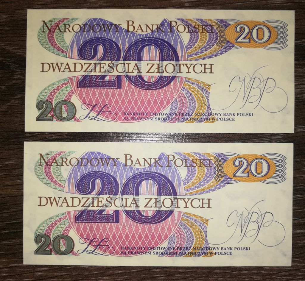 Poland Польща 20 злотих 1 червня 1982 UNC. 2шт № послідовно - фото фото фото 0