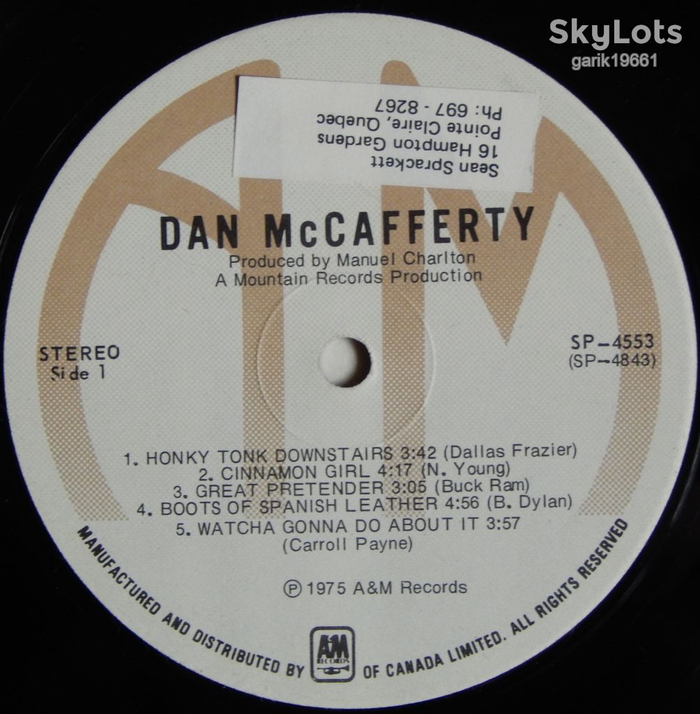 Dan McCafferty – Dan McCafferty  (A&amp;M Records – SP-4553, Canada) EX/NM- - фото фото фото 2