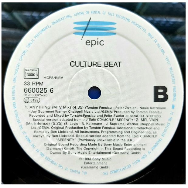 Culture Beat - Anything - 1993.    (EP). 12. Vinyl. Пластинка. Holland. - фото фото фото 3
