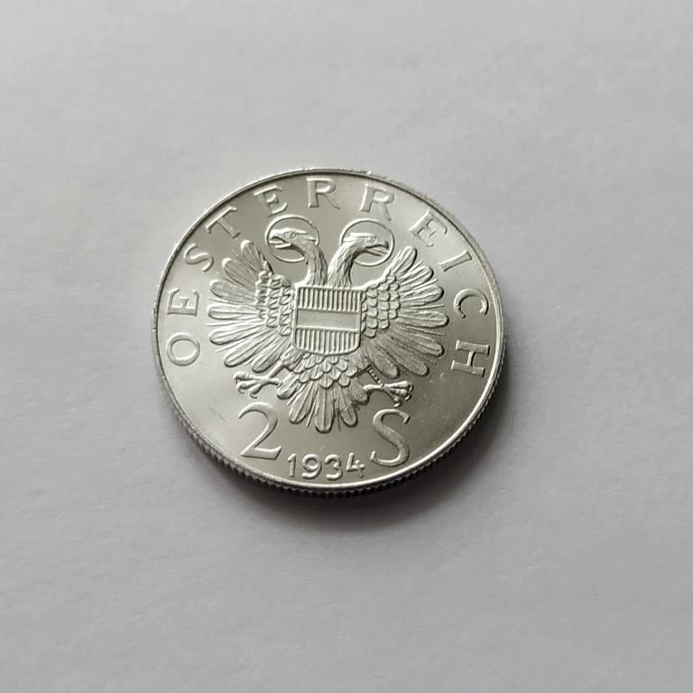 2 ШИЛЛИНГА АВСТРИЯ 1934 состояние UNC серебро РЕДКАЯ!!! - фото фото фото 1