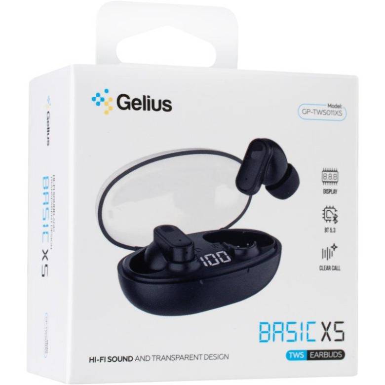 Навушники Bluetooth бездротові Gelius Basic GP-TWS011XS вакуумні з мікрофоном Black - фото фото фото 3