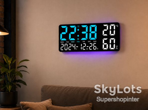 Часы настенные GH9002 / Цифровые настенные, настольные LED-часы / Часы + календарь, температура, влажность - фото фото фото 1