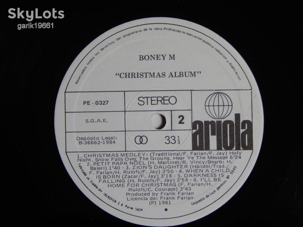 Boney M. ‎– Christmas Album     (Ariola ‎– PE - 0327, Promo, Spain) EX+/EX+ - фото фото фото 3