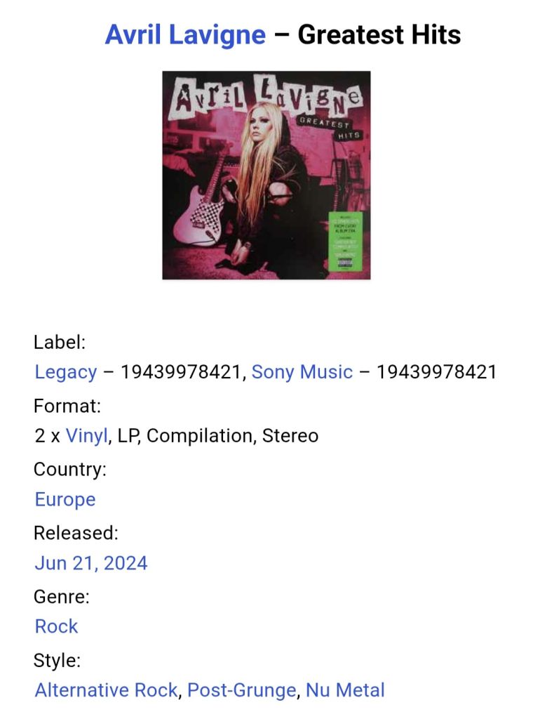 Avril Lavigne - Greatest Hits - 2002-2022.  (2LP). 12. Vinyl. Пластинки. Europe. S/S. - фото фото фото 2
