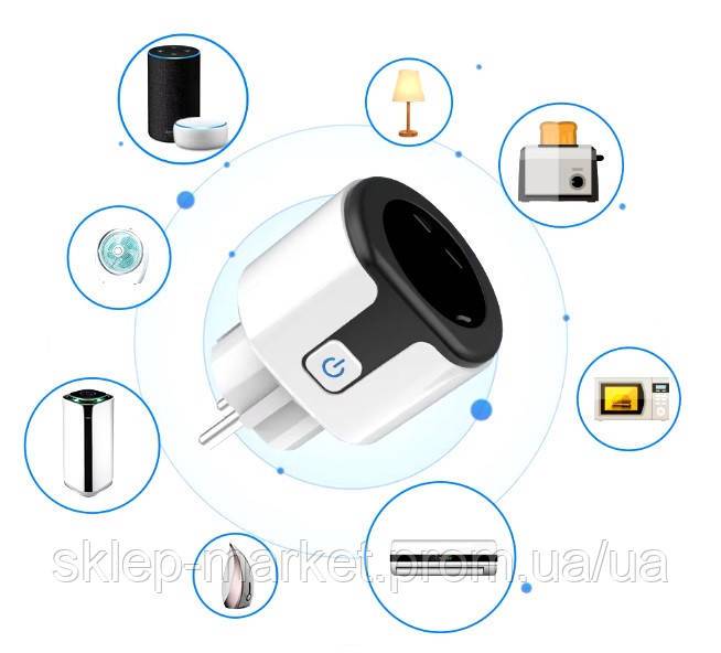 Wifi Смарт-розетка Tuya Smart Life 20A 220В євровилка чорна - фото фото фото 1