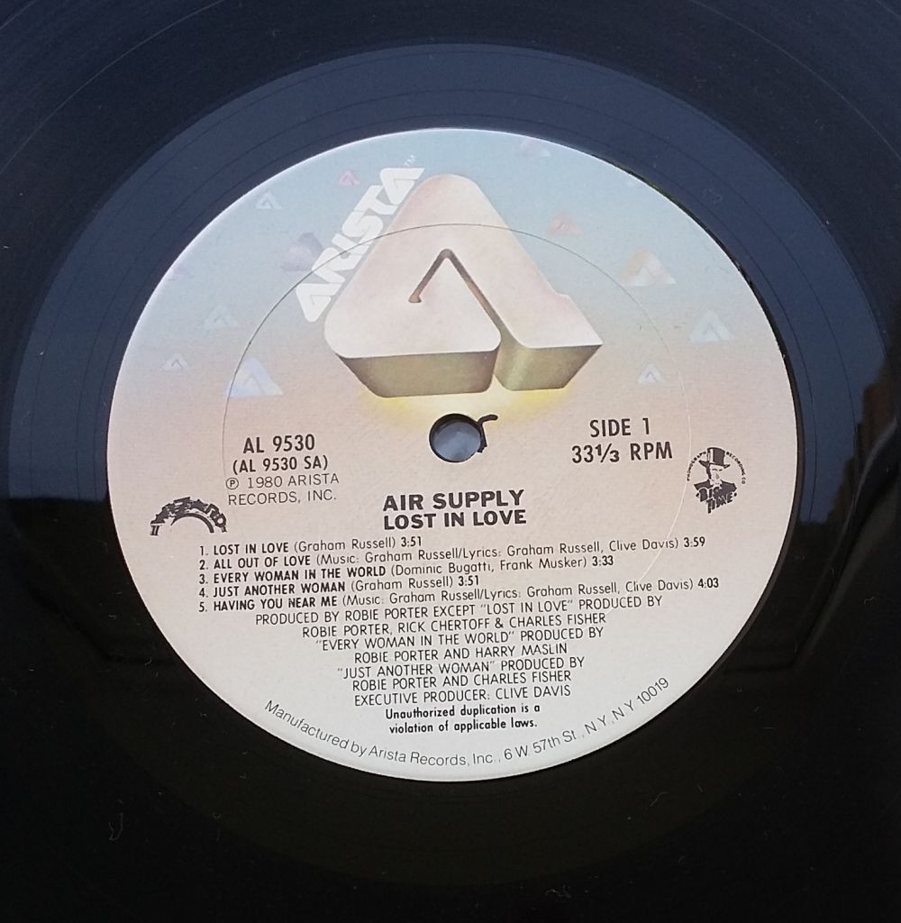 AIR SUPPLY Lost In Love LP VG++/VG- - фото фото фото 2