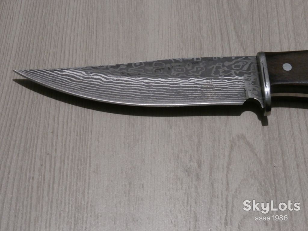 Ніж для полювання,туризму,риболовлі "Дамаск" дерев'яна ручка,візерунок гравіювання,чохол 21.5 см - фото фото фото 1