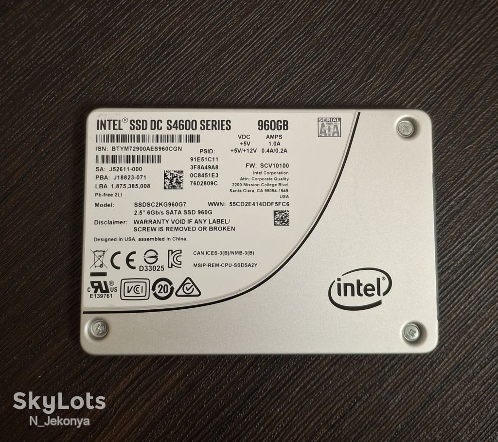 SSD накопичувач Intel DC S4600 960Gb            (SSDSC2KG960G7) - фото фото фото 0