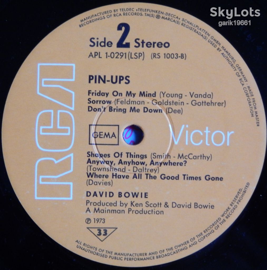 Bowie – Pinups  (RCA – APL 1 - 0291, Germany) EX+/EX+ - фото фото фото 4