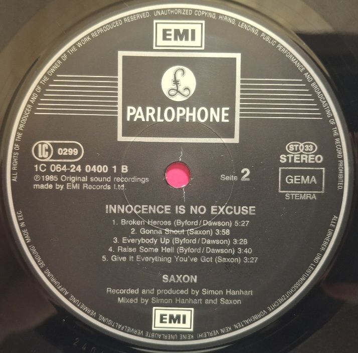 Saxon - Innocence Is No Excuse - 1985.  (LP). 12. Vinyl. Пластинка. EEC. - фото фото фото 5