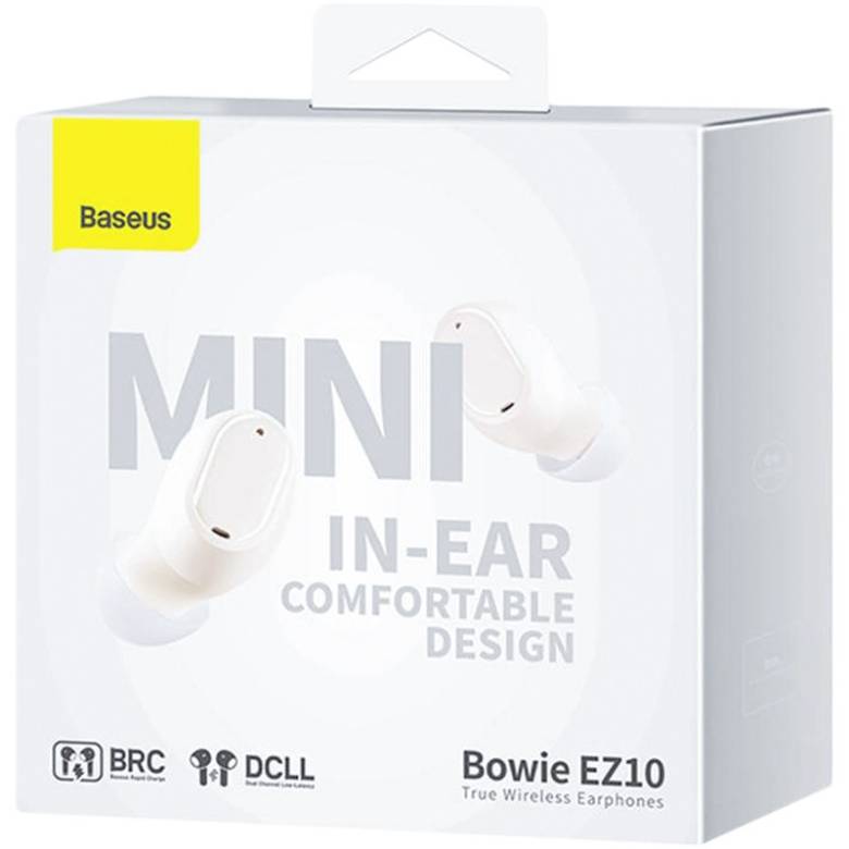 Навушники Bluetooth бездротові Baseus EZ10 вакуумні з мікрофоном White - фото фото фото 3