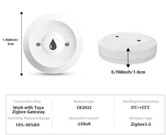 Беспроводной охранный датчик воды, потопа протечки утечки затопления, Tuya Zigbee - фото фото фото 3