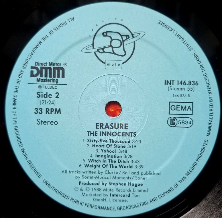 Erasure - The Innocents - 1988.  (LP). 12. Vinyl. Пластинка. Germany. - фото фото фото 5