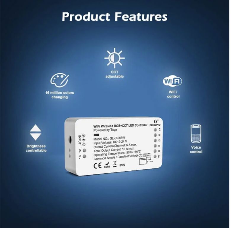 Контролер світлодіодної стрічки GLEDOPTO Tuya SmartLife Wi-Fi - фото фото фото 2