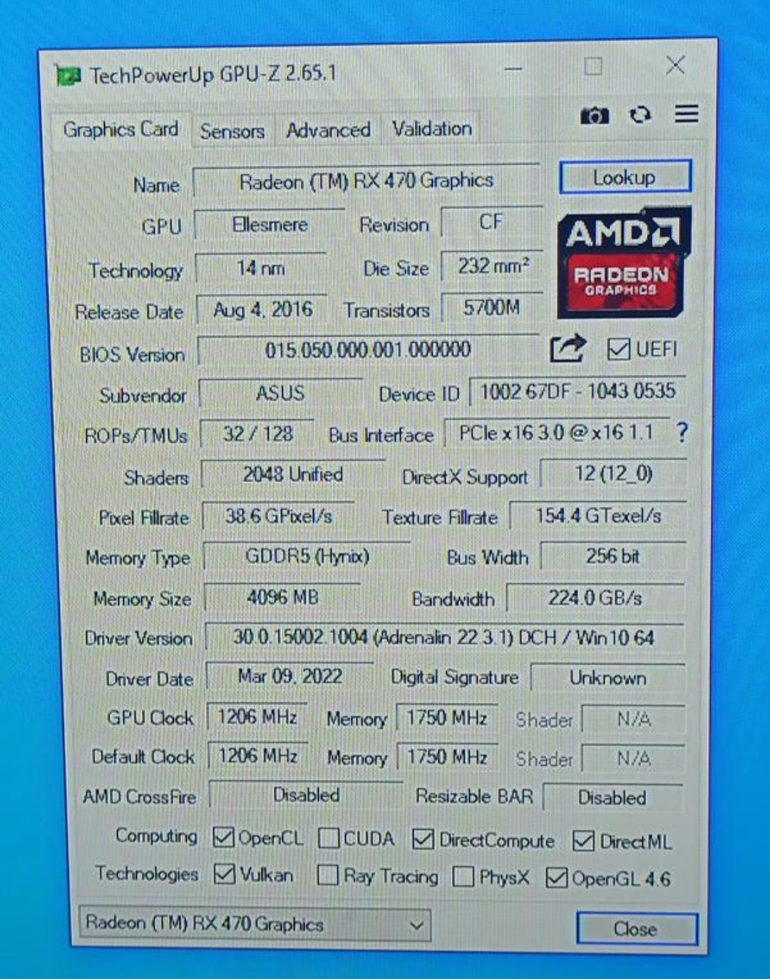 Лот 3шт. відеокарти  Asus Radeon RX 470 4GB Mining Edition 1750 MHz - фото фото фото 3