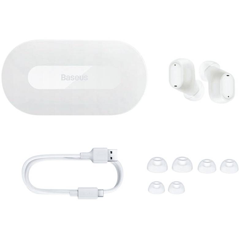 Навушники Bluetooth бездротові Baseus EZ10 вакуумні з мікрофоном White - фото фото фото 2