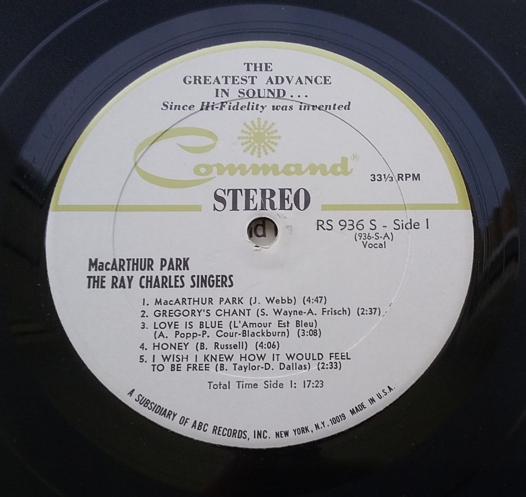 THE RAY CHARLES SINGERS MacArthur Park LP - фото фото фото 3