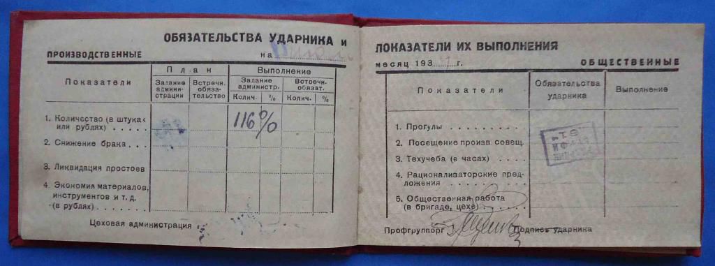 Книжка ударника ВЦСПС 1933 шесть условий - фото фото фото 6