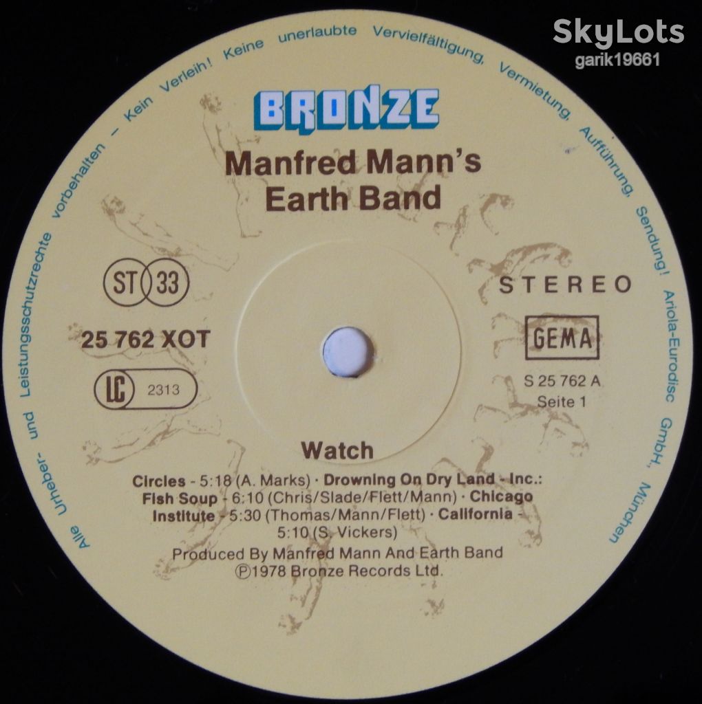 Manfred Mann's Earth Band – Watch   (Bronze – 25 762 XOT, Germany) insert EX+/EX+ - фото фото фото 3