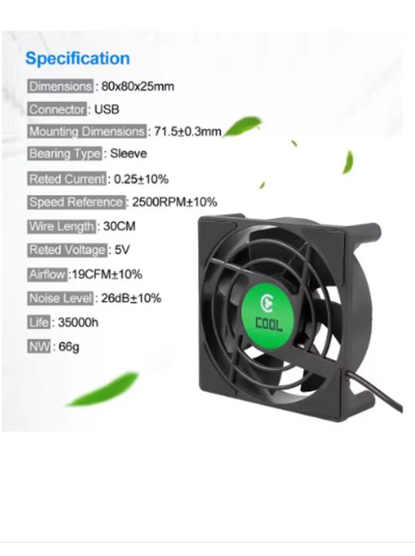 Dc 5v usb міні-вентилятор для охолодження маршрутизатора/телебокса. - фото фото фото 1