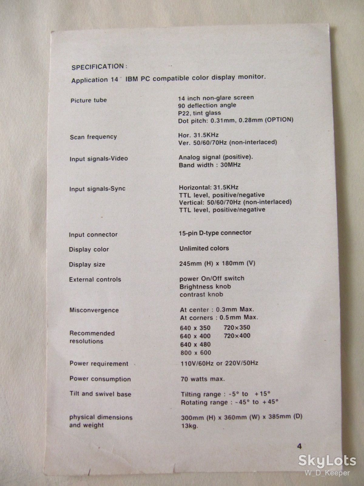 Оригінальна інструкція до монітора 80х років, 14" IBM PC Compatible - фото фото фото 2