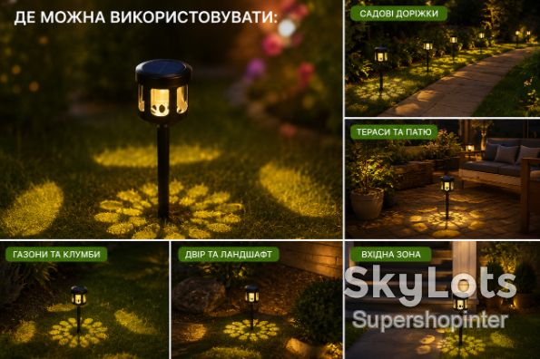 Садовый светильник SSP-05 солнечная панель, аккумулятор - фото фото фото 1
