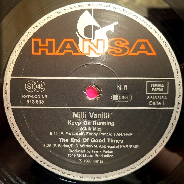 Milli Vanilli - Keep On Running - 1990.  (EP). 12. Vinyl. Пластинка. Germany. - фото фото фото 2
