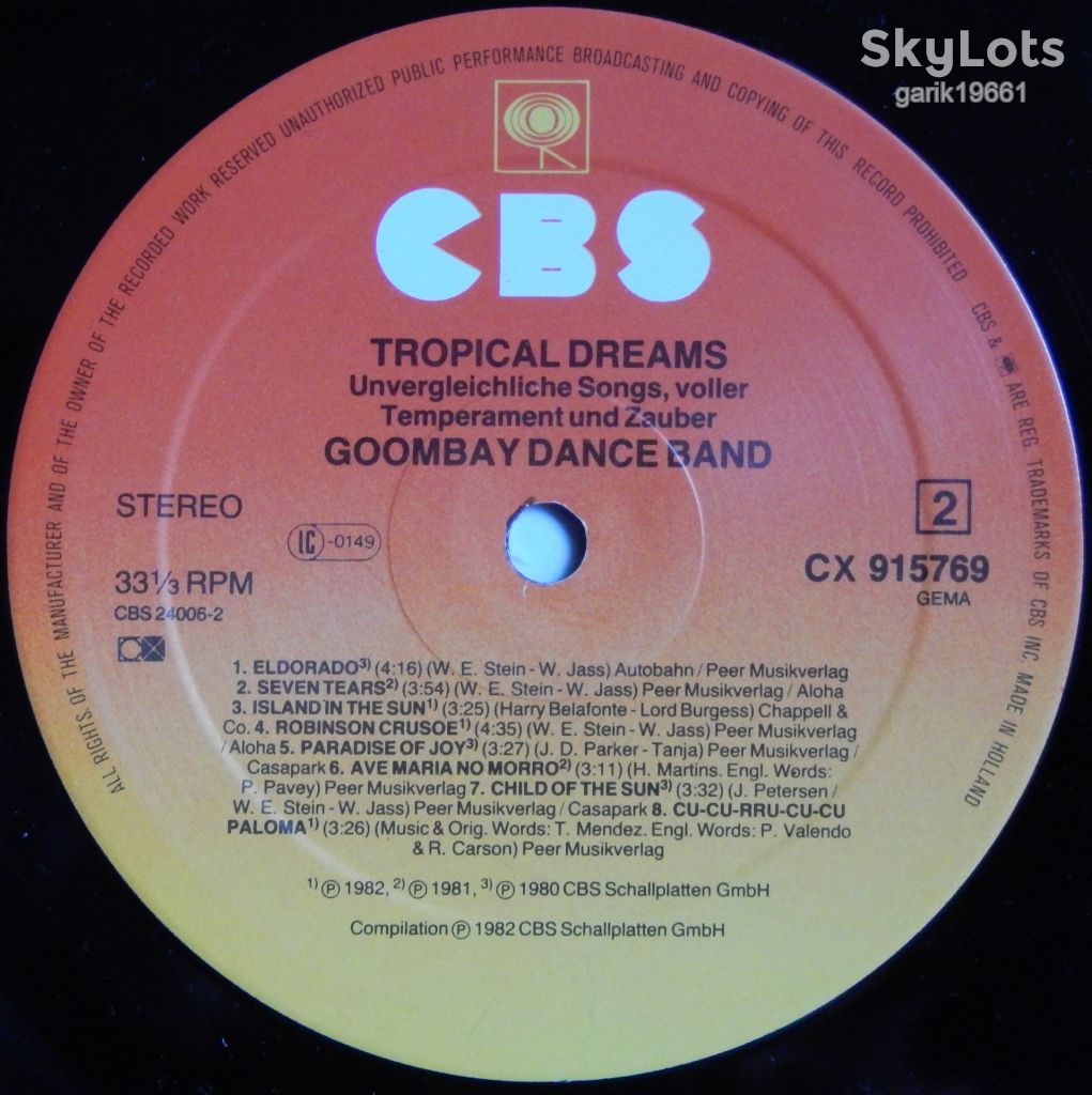 Goombay Dance Band – Tropical Dreams  (CBS – 91576-9, Germany) EX+/NM- - фото фото фото 3