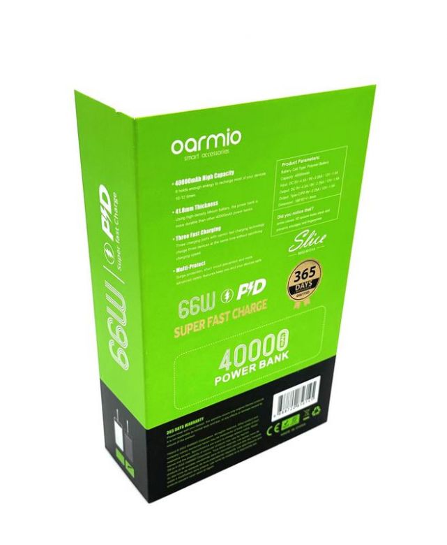 Power Bank OARMIO MXQ-M131A  (40000 mAh/66W PD/3USB) + LED Чорна - фото фото фото 3
