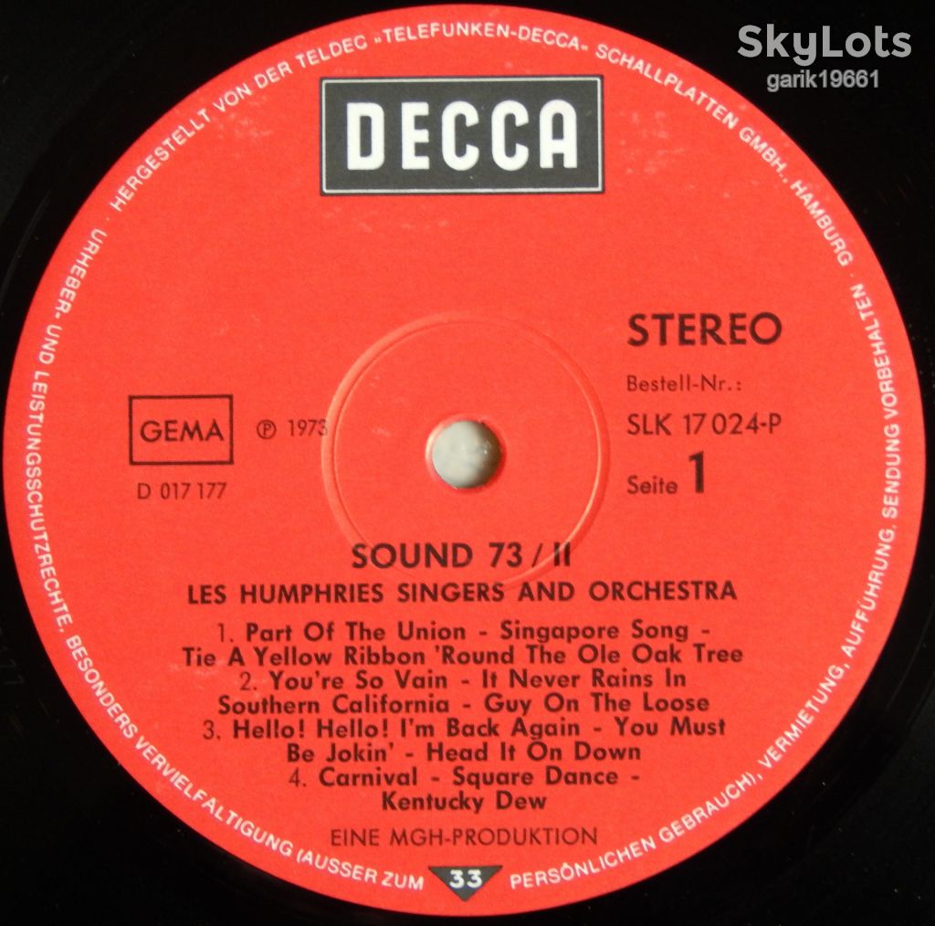 Les Humphries Singers &amp; Orchestra – Sound '73/II  (Decca – SLK 17 024-P, Germany) EX+/NM- - фото фото фото 2