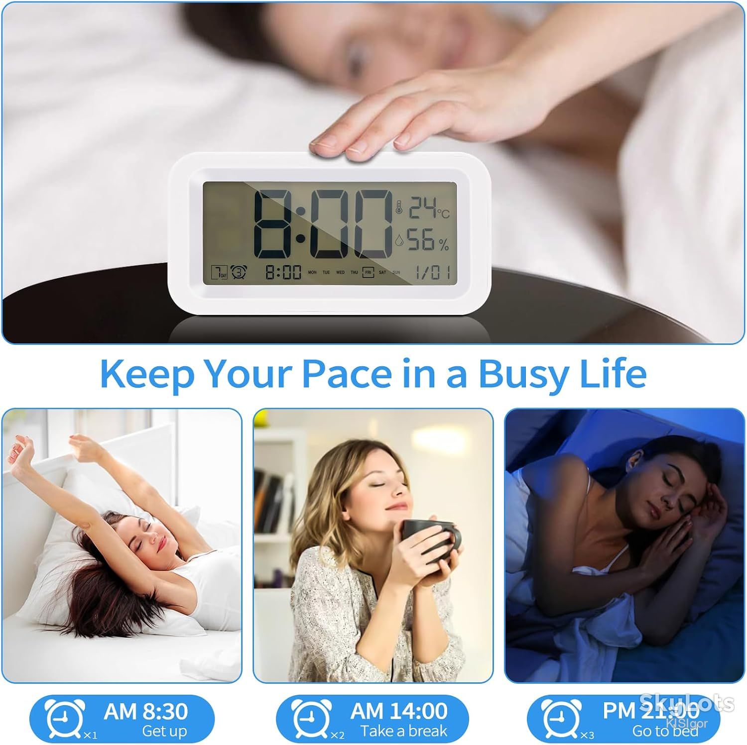 Цифровий настільний годинник-будильник Time Alarm Clock *80934 - фото фото фото 2