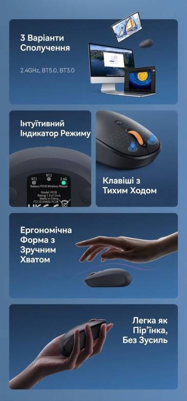Бездротова блютуз мишка Baseus Безшумна ергономічна миша - фото фото фото 1