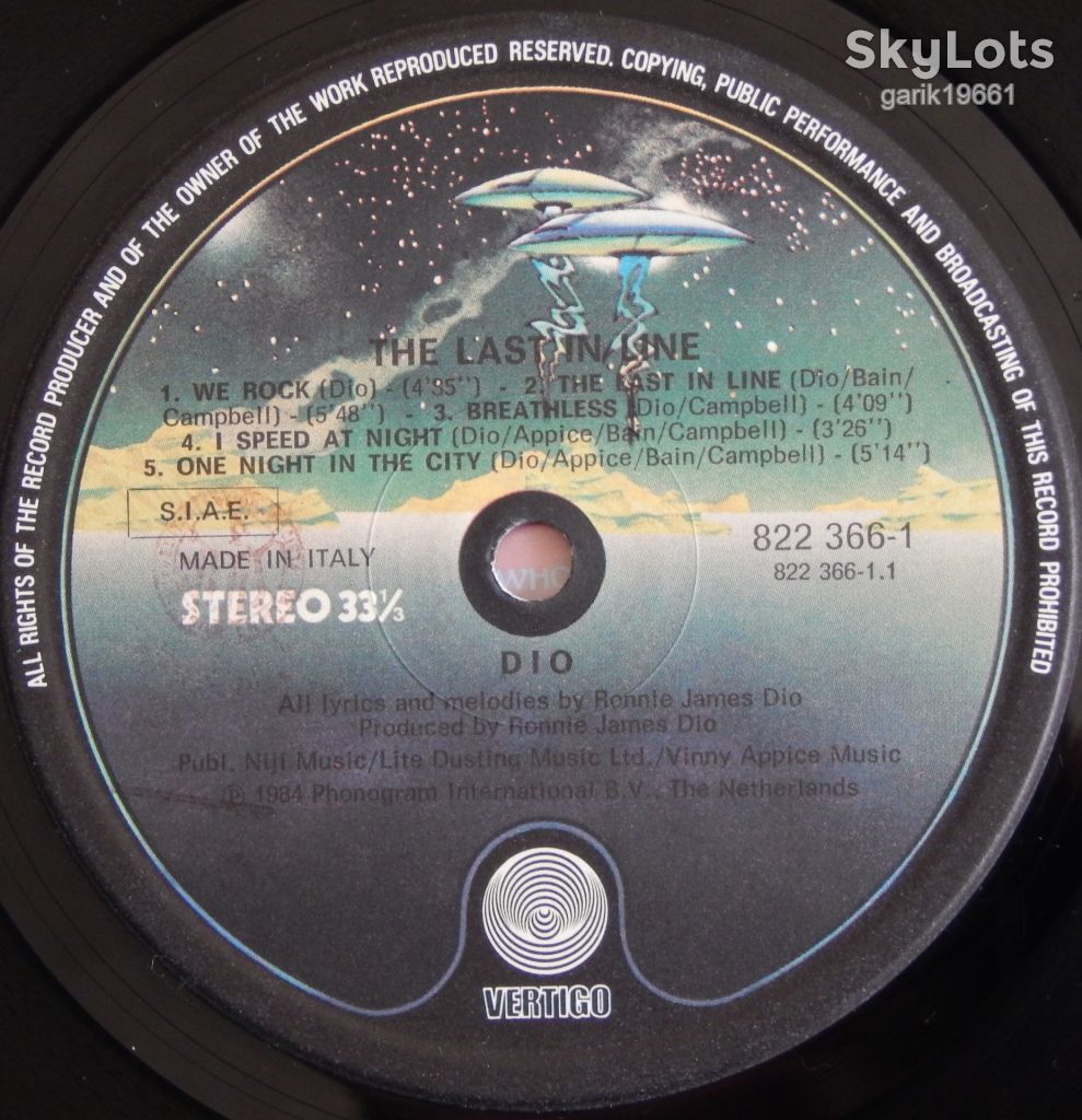 Dio– The Last In Line  (Vertigo – 822 366-1, Italy) inner sleeve EX+/NM- - фото фото фото 3
