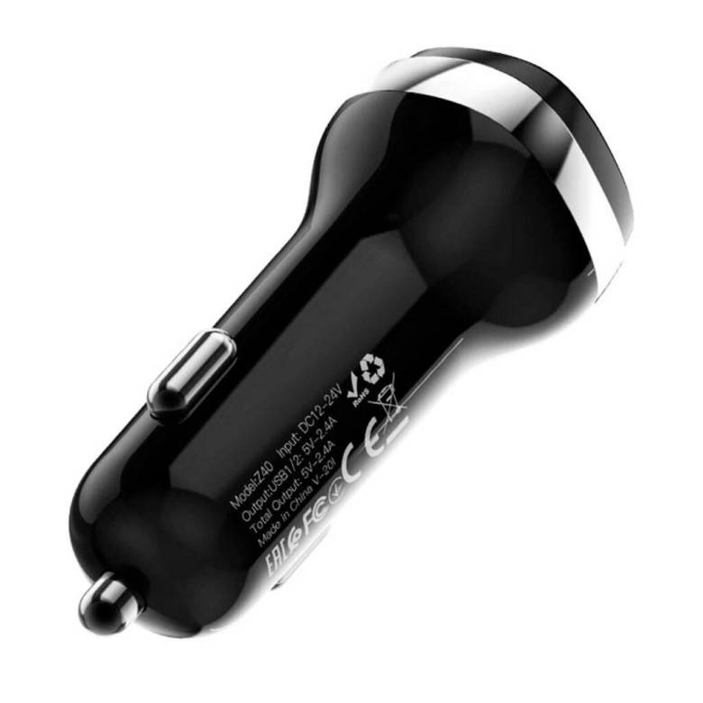 Автомобільний зарядний пристрій Hoco Z40 12W / 2.4A 2USB Black - фото фото фото 1