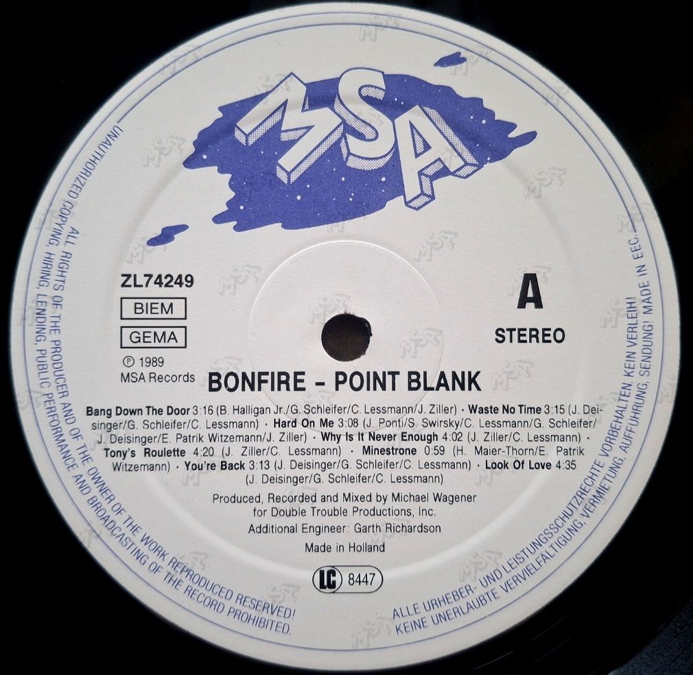 Bonfire - Point Blank - 1989.  (LP). 12. Vinyl. Пластинка. Holland. - фото фото фото 4