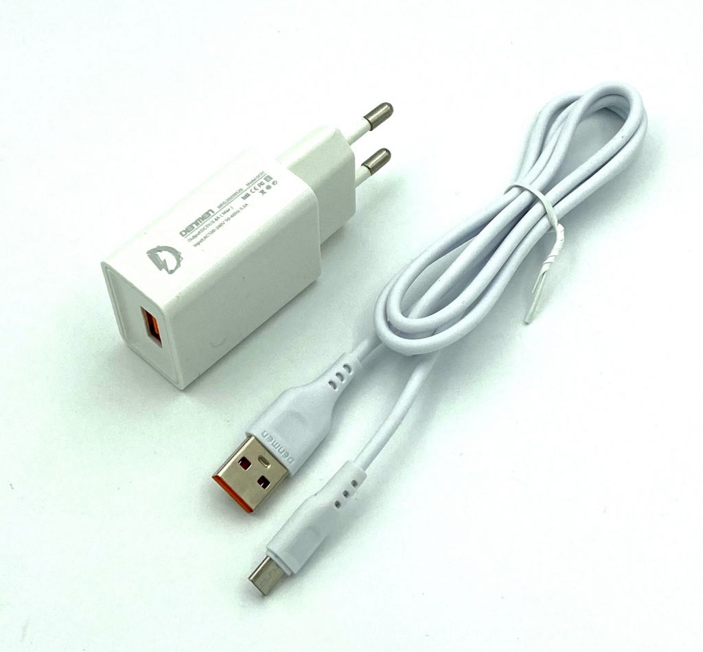 Адаптер питания / Сетевое ЗУ DENMEN DC01V + кабель Micro USB   (5V/2.1A/1USB) White - фото фото фото 1