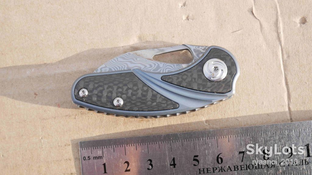 Antler, Titanium + carbon, Damascus vg10, EDC, Slip Joint - фото фото фото 10