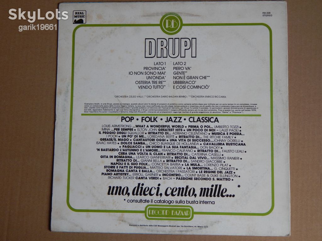 Drupi ‎– Drupi  (Record Bazaar ‎– RB 228, Italy) EX/NM- - фото фото фото 1
