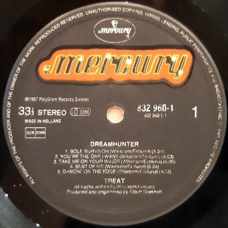 Treat - Dreamhunter - 1987.   (LP). 12. Vinyl. Пластинка. Netherlands. - фото фото фото 4