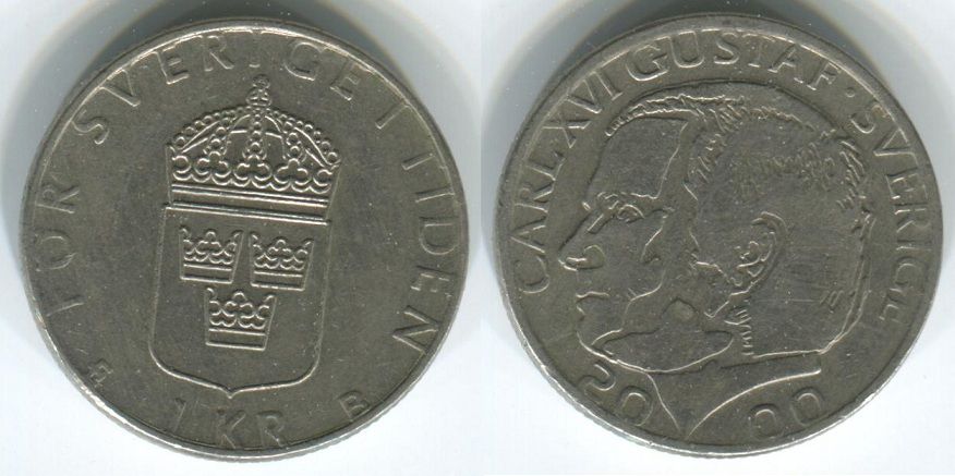 Швеция 1  крона  2000 г. - фото фото фото 0