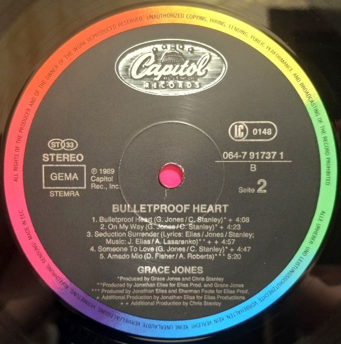 Grace Jones - Bulletproof Heart - 1989.  (LP). 12. Vinyl. Пластинка. EEC - фото фото фото 5