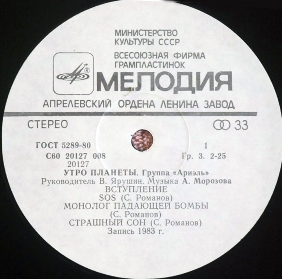 ВИА Ариэль / Ariel - Утро Планеты - 1983.  (LP). 12. Vinyl. Пластинка. - фото фото фото 2
