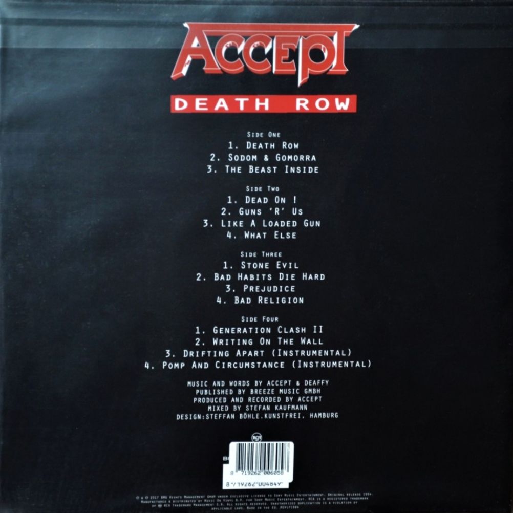 Accept - Death Row - 1994.   (2LP). 12. Vinyl. Пластинки. Holland. S/S - фото фото фото 1