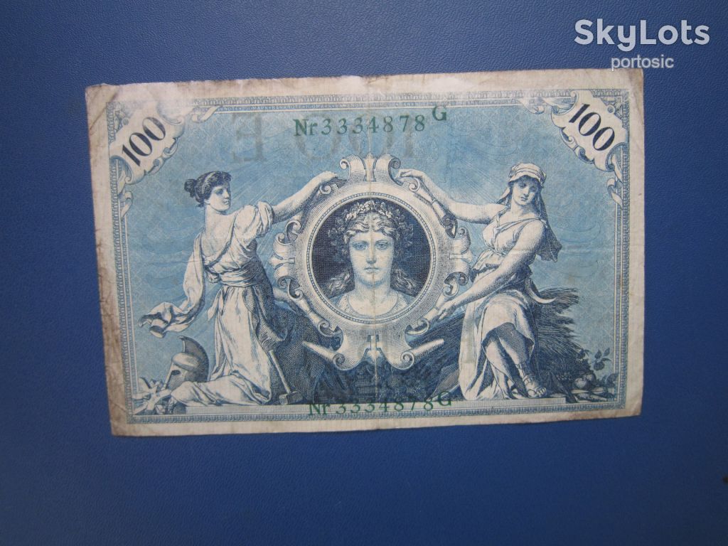 Банкнота 100 марок Німеччина імперія 1908 зелена печатка - фото фото фото 1