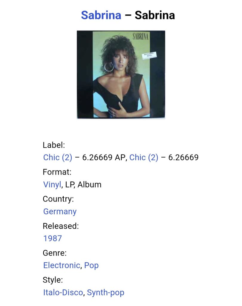 Sabrina - Boys - 1987.  (LP). 12. Vinyl. Пластинка. Germany. - фото фото фото 4