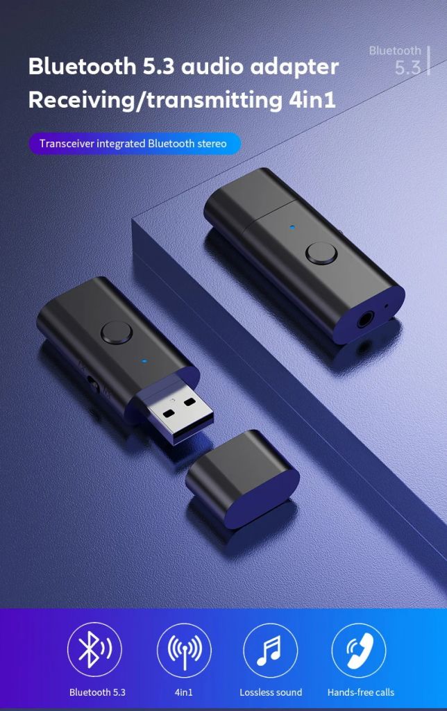 USB AUX адаптер 3в1 Bluetooth 5.3 стерео приёмник ресивер трансмиттер - фото фото фото 4