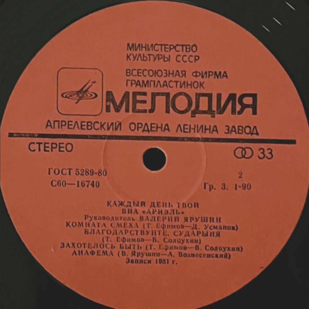 ВИА Ариэль - Каждый День Твой - 1981.  (LP). 12. Vinyl. Пластинка. - фото фото фото 3
